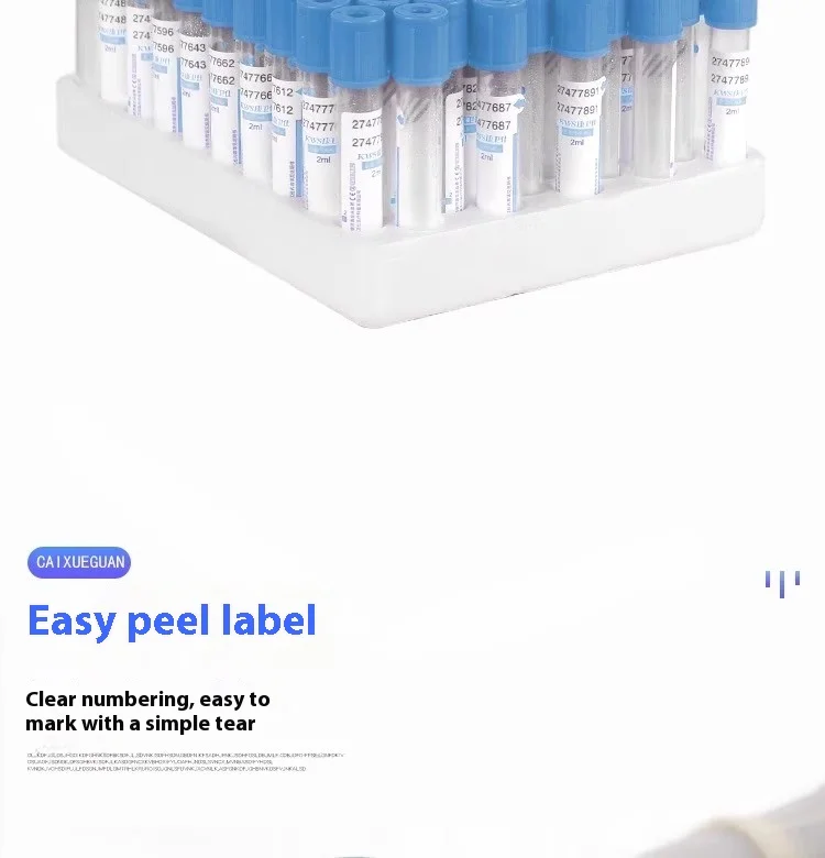 Einweg-Natriumcitrat 1:9 Sterile Vakuum-Blutentnahmeröhrchen 10ml/5ml/2ml Veterinär 100 Stück Kunststoff-Probenentnahmeröhrchen – Detail 7