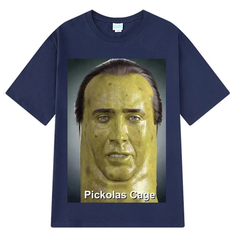Nicolas Cage Shrek T-Shirt Men Funny Meme Picolas Cage Awesome Cotton Tees O-Neck Short Sleeve T Shirt Harajuku Clothing