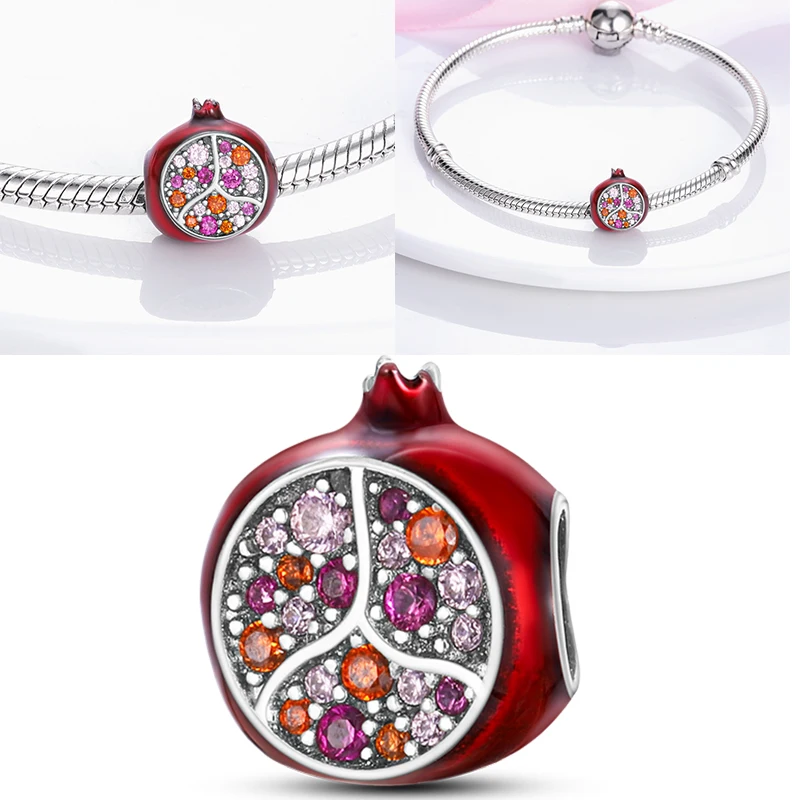 Frucht-Charm 925 Sterling Silber Erdbeere Kirsche Avocado Perlenanhänger Passend für Europäische Armbänder DIY Damenschmuck Geschenk 2026 – Detail 20