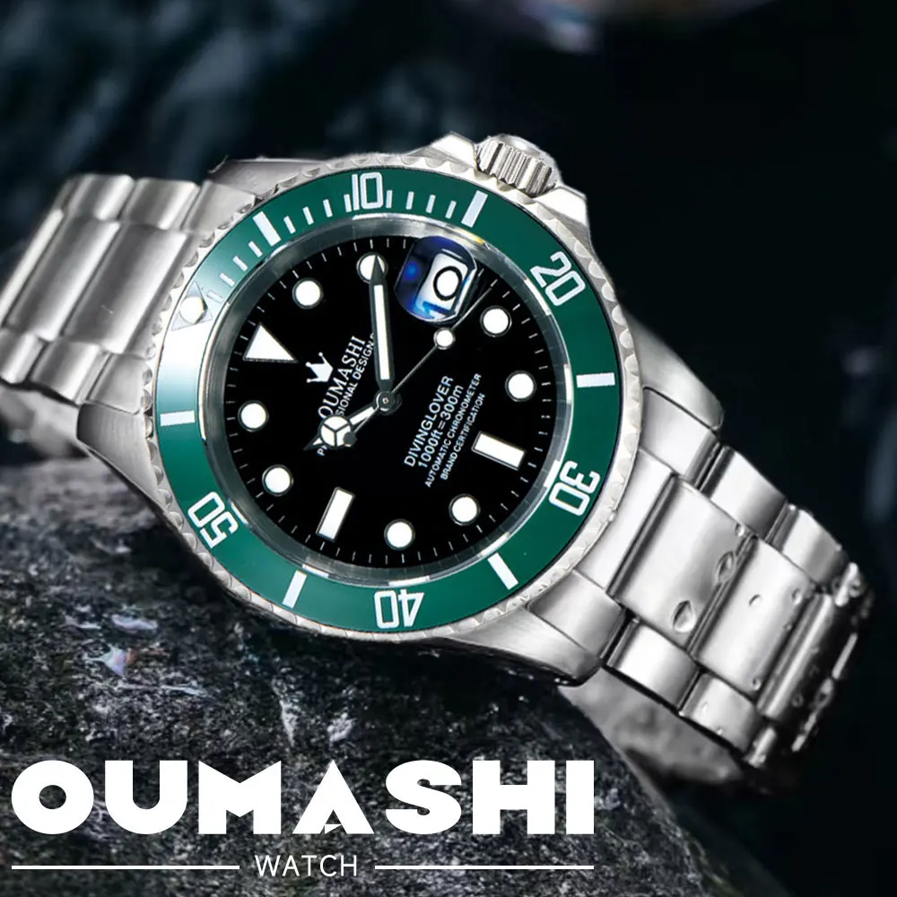 

Мужские часы на заказ 40 мм с механизмом NH35, автоматические механические часы, сапфировое стекло, стальной ремешок, деловые водонепроницаемые часы