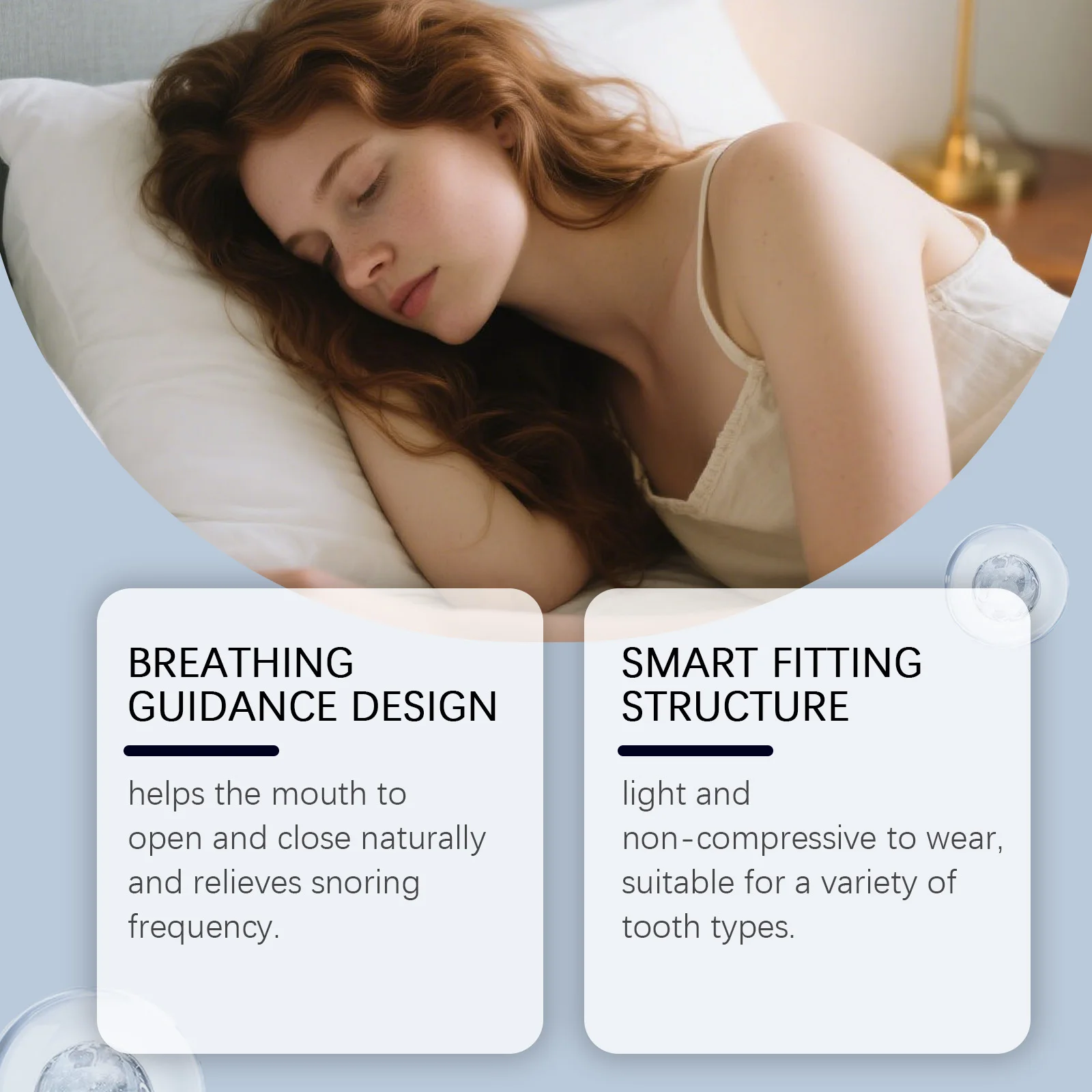 Feimuko Anti Snoring Mouth Guard Comfortable Sleep Teeth Grinding Mouthpiece Portable Travel Sleep Aid Device Smooth Fit Night