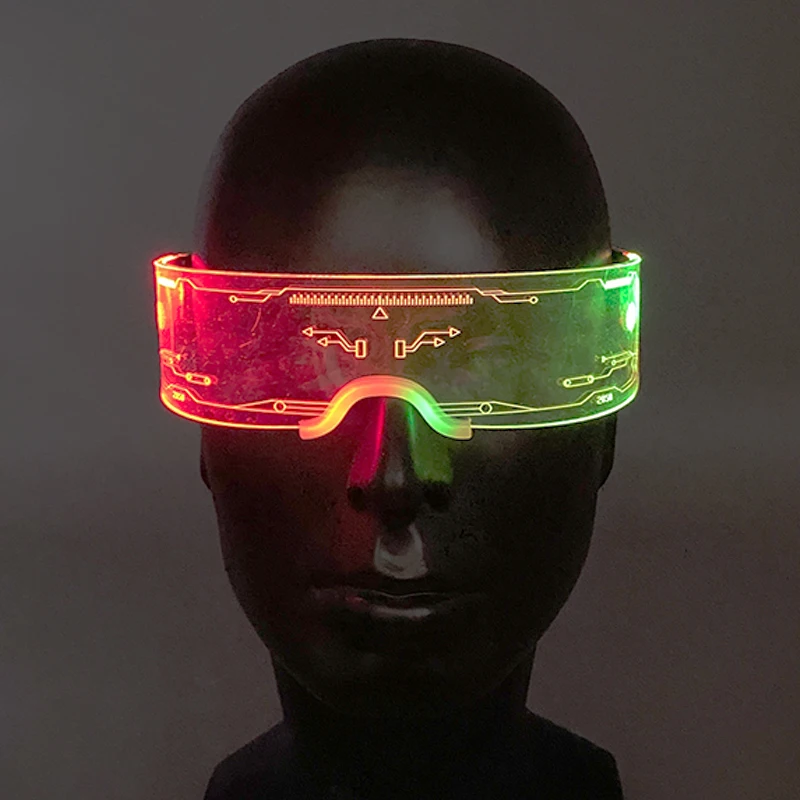 Futuristic Neon Glowing Glasses Luminous LED Glasses Bar Dance Parties Props Cyberpunk Fluorescent Glasses With Light