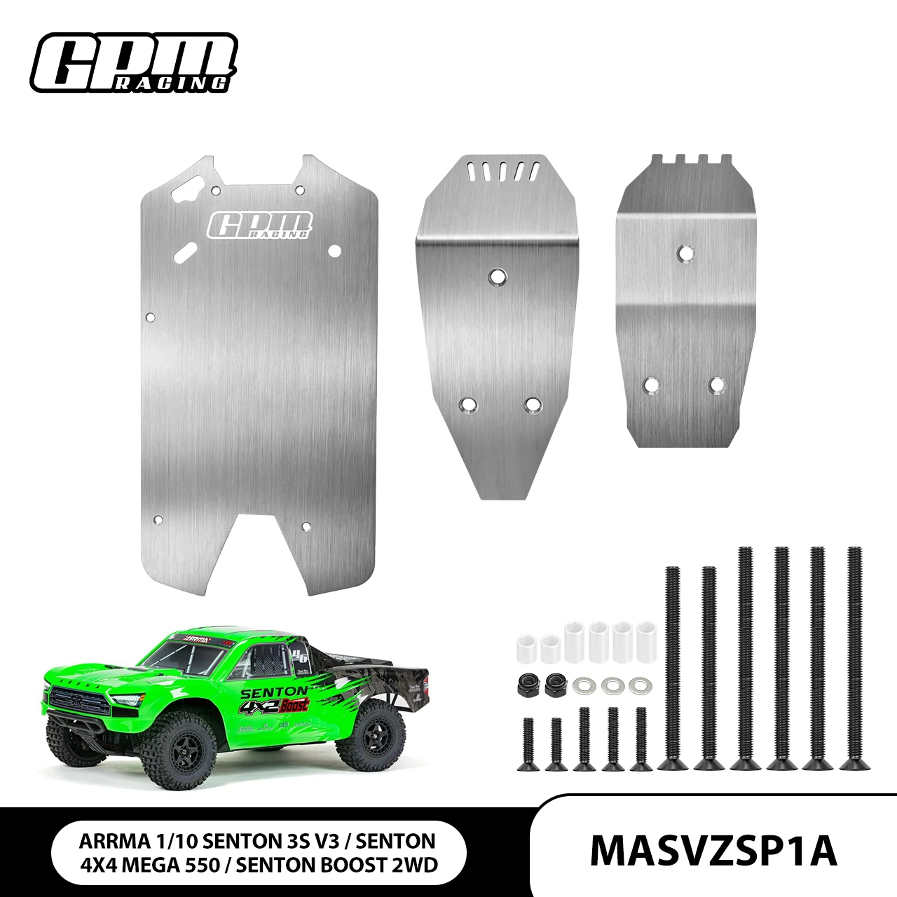 

GPM Stainless Steel Main Chassis & Bumper For ARRMA 1/10 Senton V3 3S Typhon V3 ARA4303V3