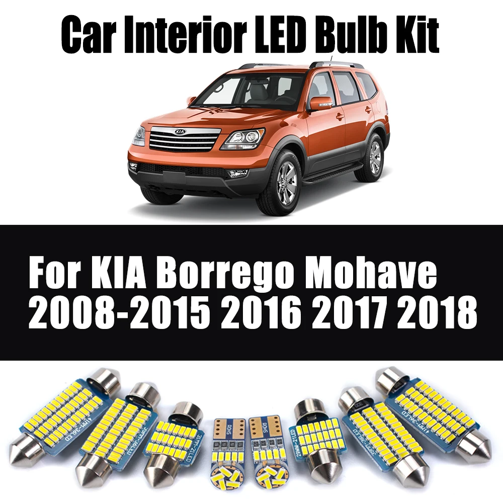 

14Pcs For KIA Borrego Mohave 2008 - 2011 2012 2013 2014 2015 2016 2017 2018 Car LED Interior Reading Dome Trunk Plate Light Kit