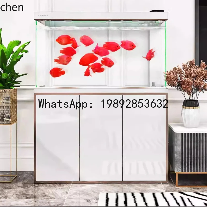 

F1 water-free living room glass aquarium partition ultra-white bottom filter fish tank
