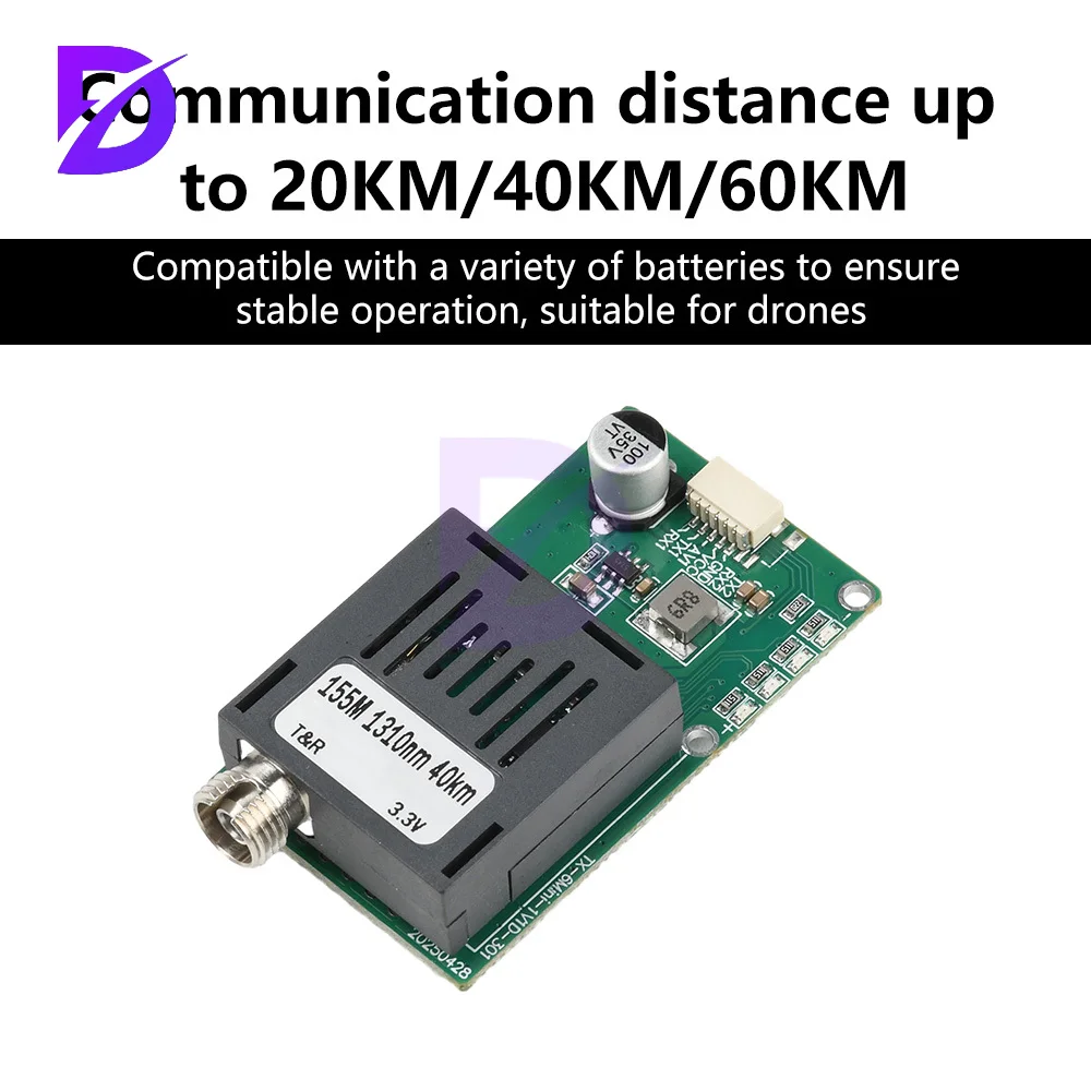 Módulo transceptor óptico Sky/Earth TTL DC 5.5-26V FC RX/TX/AV/VCC/GND Interface para drones TTL para módulo de fibra óptica
