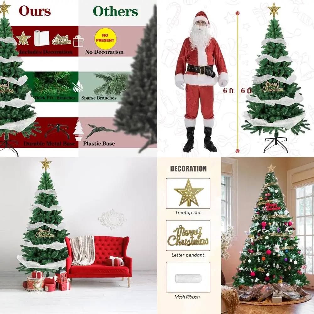 

Рождественская елка премиум-класса на 6 футов из сосны с 720 наконечниками и металлической подставкой зеленого цвета