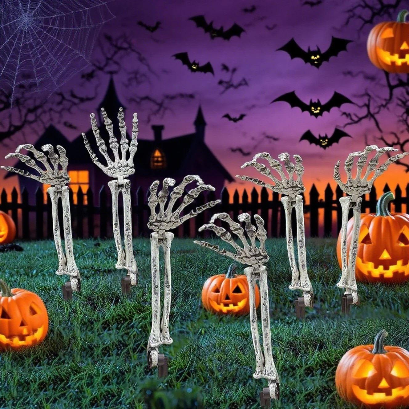 

1/2/4PCS Halloween Simulation Skeleton Hand Props Halloween Courtyard Lawn Inserted Ghost Hand Party Decoration Props