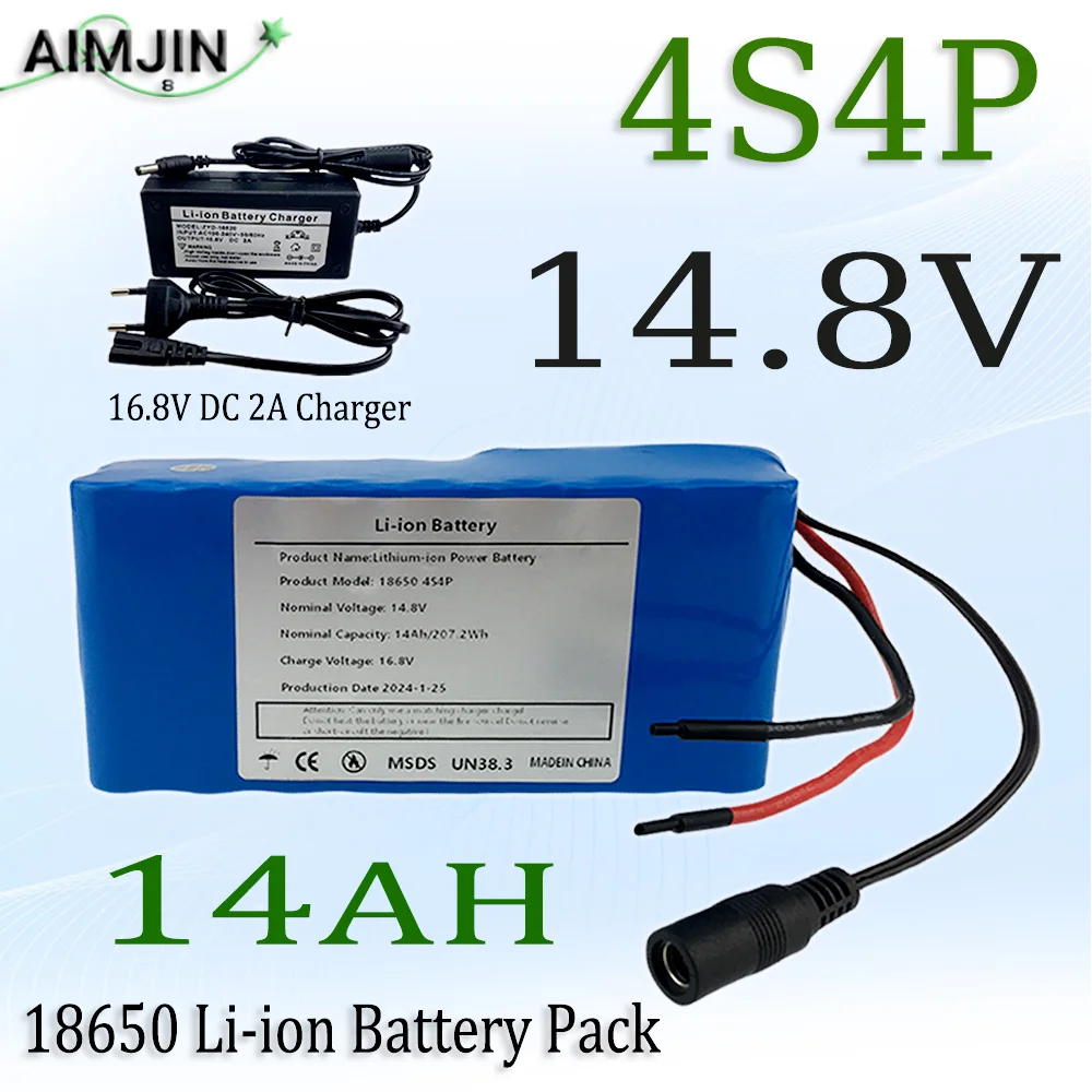 

14.8V 14Ah 18650 Li-ion Power Battery 4S4P 16.8V LED Night Fishing Light Heater Miner's Light Amplifier Battery BMS+Charger