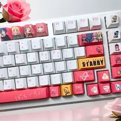 Teclas coreanas de Anime Hitori Gotoh, 138 teclas, PBT, subcama de tinte, teclas para juegos de dibujos animados, teclas retroiluminadas BOCCHI THE ROCK para diseño ANSI