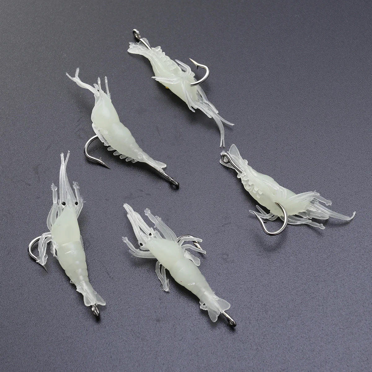 5pcs 4cm Noctilucence Simulation Bait Shrimp Simulation Grass Shrimp Plastic Fish Smell Luring Effect Good Fishing Gear(Luminous