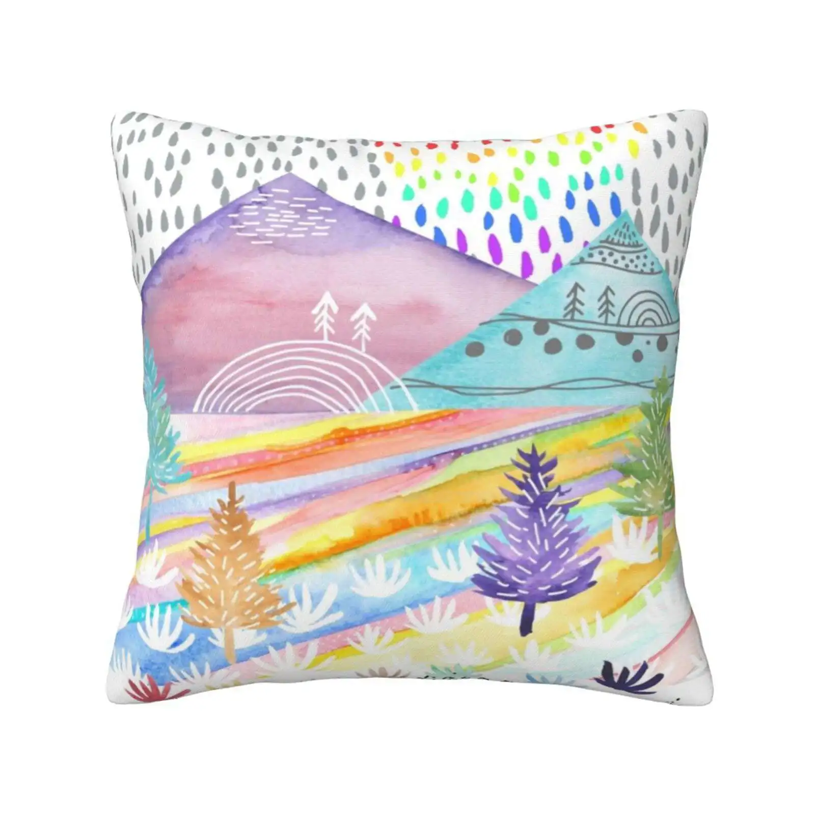 

Watercolour Landscape Pillows Case Bedroom Home Decoration Watercolour Watercolor Mountains Abstract Landscape Trees Nature