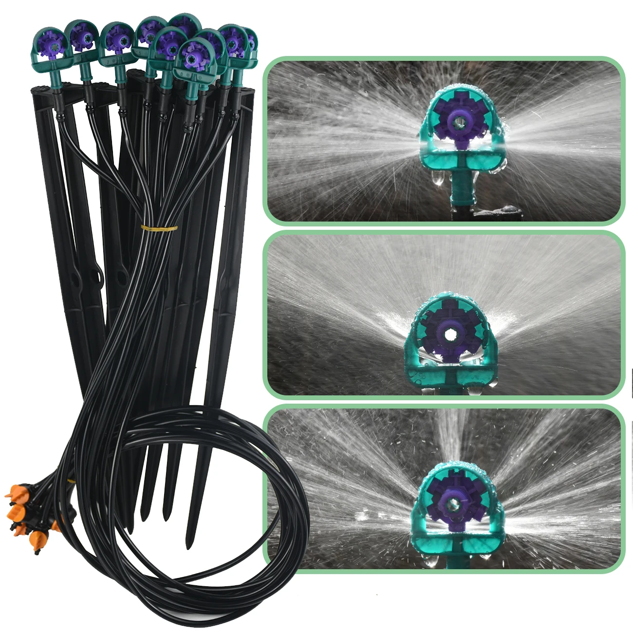 KESLA 1/4'' Adjustable Sprinkler on Stakesfor Garden Drip Irrigation Hose Watering System Kit Greenhouse Outdoor Cooling Sprayer