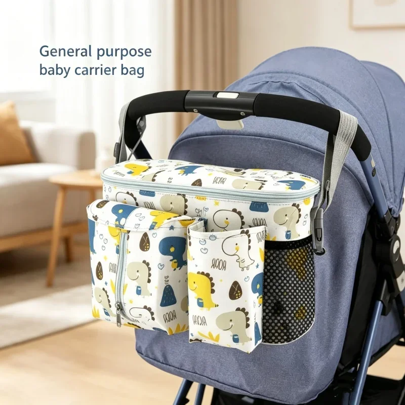 

Baby Stroller Hanging Bag Nylon Portable Kids Bottle Tissue Large Capacity Storage Bag Cartoon Animal Multi-functional Pendant