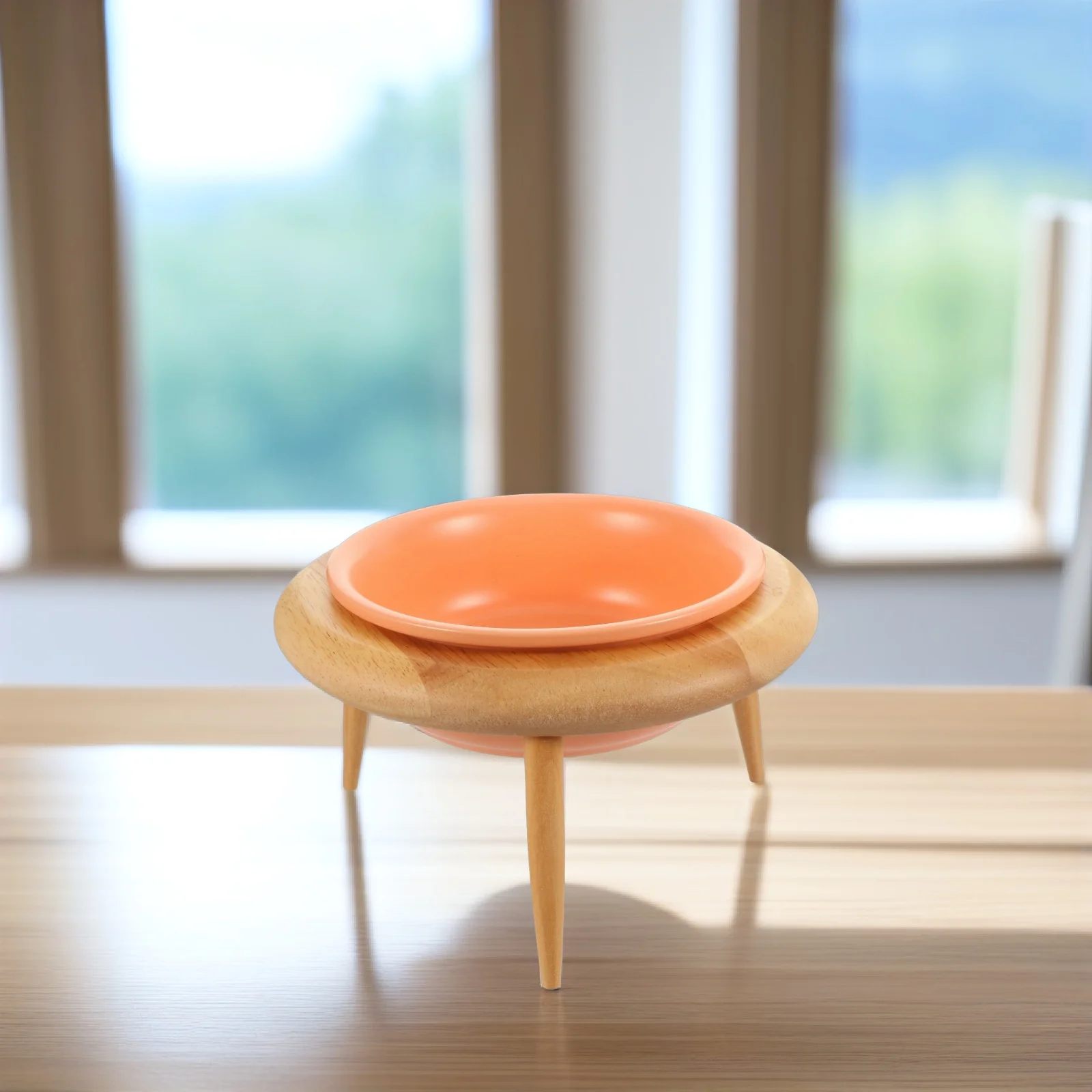 

Ceramic Cat Bowl Pet Neck Protection Feeding Food Safe Material Wooden Frame Elevate Design Small Dogs Cats Bowls