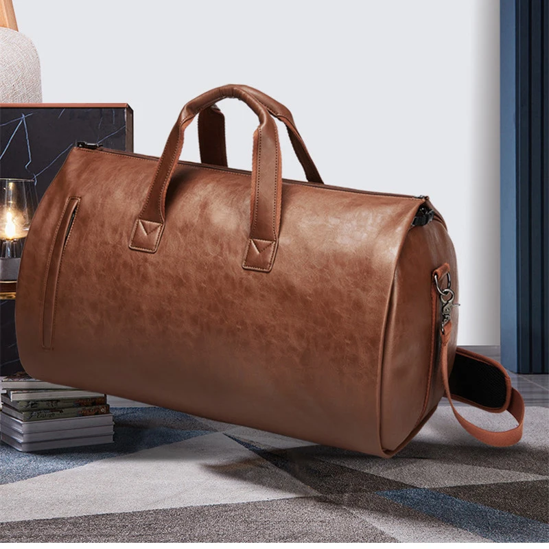 XMESSUN New Men's Portable Travel Bag Designer Brand PU Leather Large Capacity Luggage Folding Suit Bag Shoulder Crossbody Bag view 3