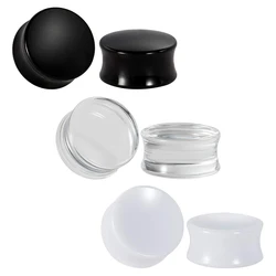 3 Pairs Acrylic Ear Gauge Black&White&Clear Double Flared Saddle Ear Plugs Ear Stretchers Tunnels Expanders Body Jewelry