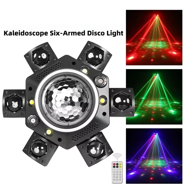 

6-Arm LED Disco Magic Ball Moving Head Light DMX512 Remote Control Auto Stage Light for DJ Bar Party Christmas Show Lighting
