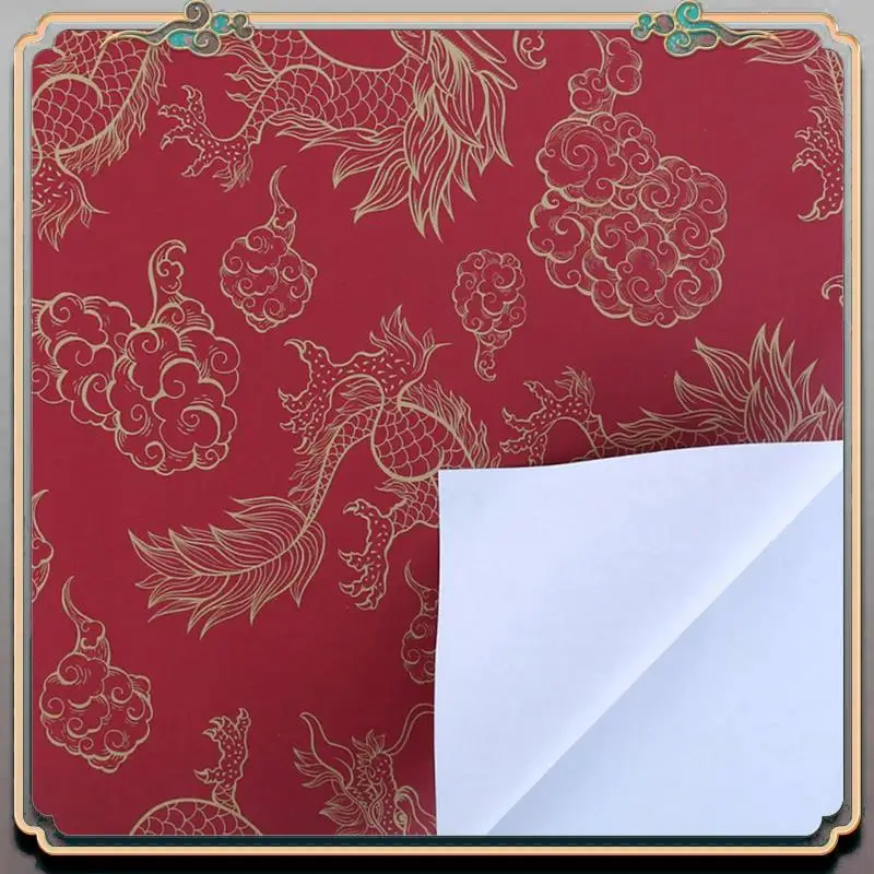 مجموعة أوراق تغليف A46M مكونة من 12 قطعة، مهرجان الربيع السنة الصينية الجديدة DIY هدية ورق تغليف أحمر، 70 سم × 50 سم