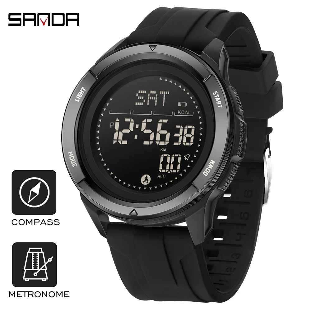 SANDA Watch Top Brand Luxury Military Watches for Men Fashion Silicone Sport Chronograph Watch Waterproof Digital Wristwatch
