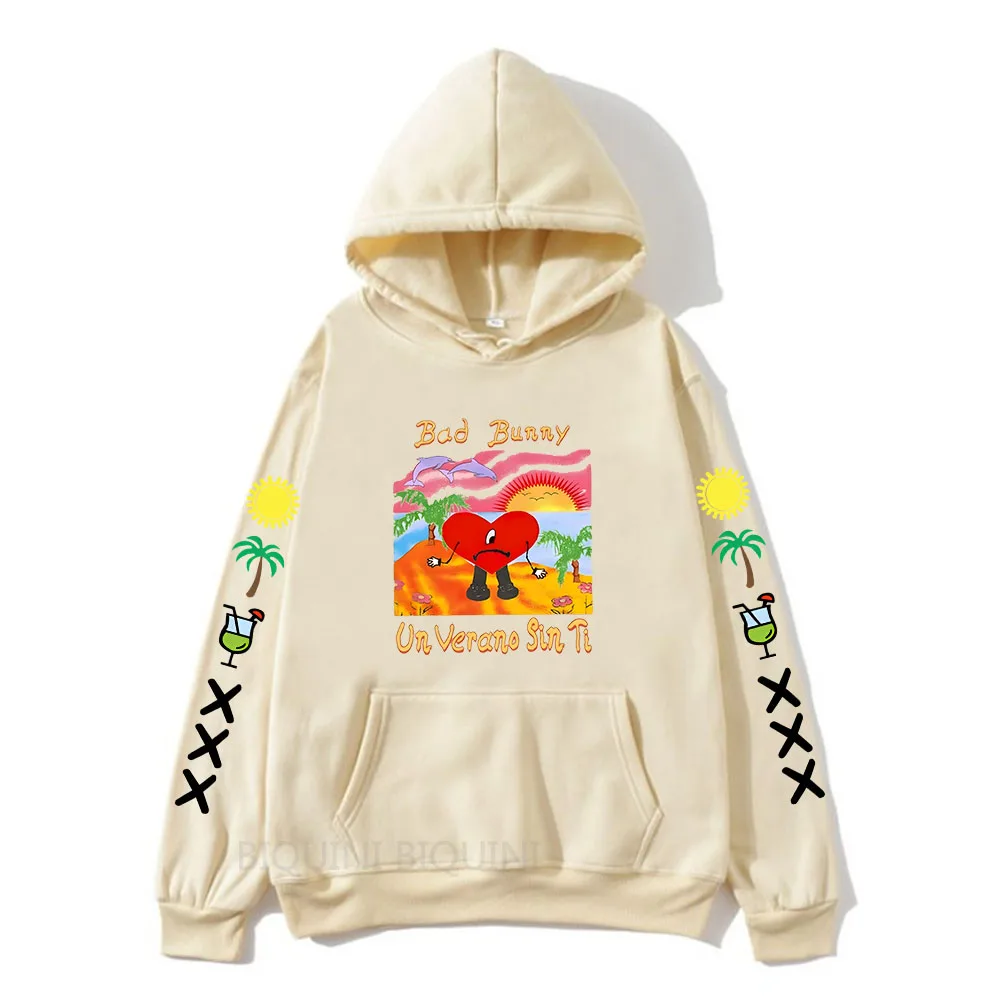 Un Verano Sin Ti Bad Bunny Hoodie Funny Cartoon Graphic Printed Sweatshirts Aesthetic  Autumn/Winter Pullovers Hooded Fleece