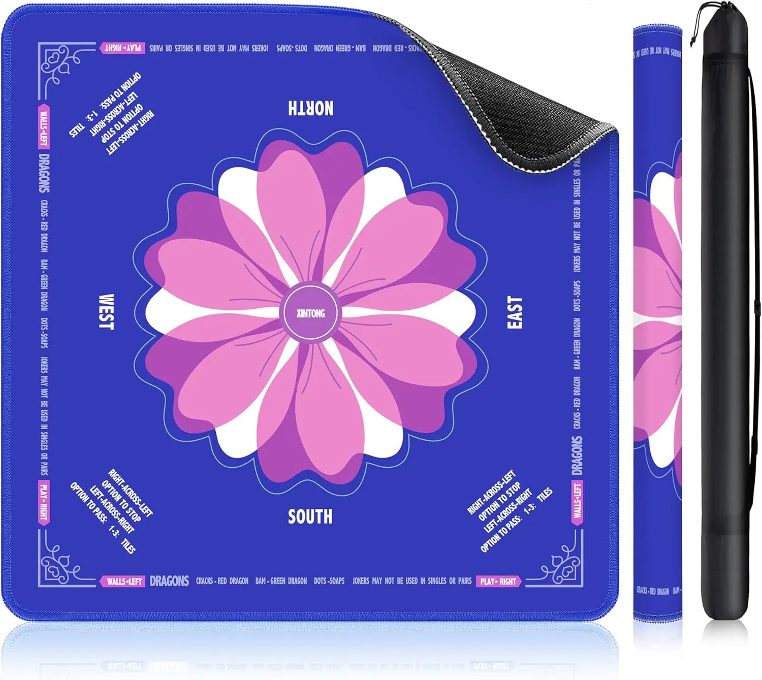 

32x32" Mahjong Mat, Anti-Slip & Noise-Reducing, Waterproof, Wrinkle-Free, Curly Pack, No Creases, Blue