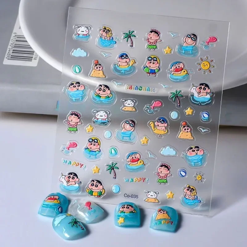 Autocollants Shin-Chan Adhésifs pour Nail Art, Adhésifs Étanches, Dessin Animé, ixà la Piscine d'Été, pour Enfants, Vente en Gros