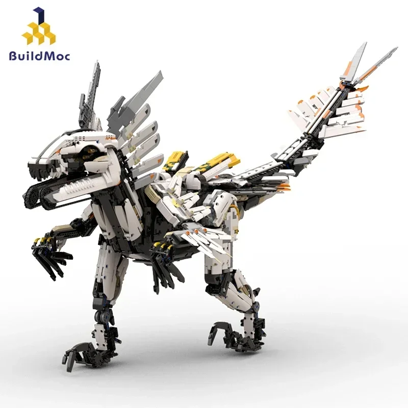 

BuildMoc Horizon Mecha Clawstrider Монстр строительные блоки West Thunder Zero Dawn зубы высокие шеи Кирпичи игрушки для детей Подарки