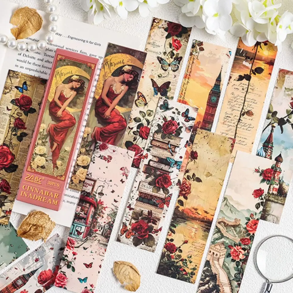 30 Sheets/pack White Card Paper Romantic Garden Bookmark Exquisite Pattern Book Markers Girls and Florals Bookmarks Ins Style