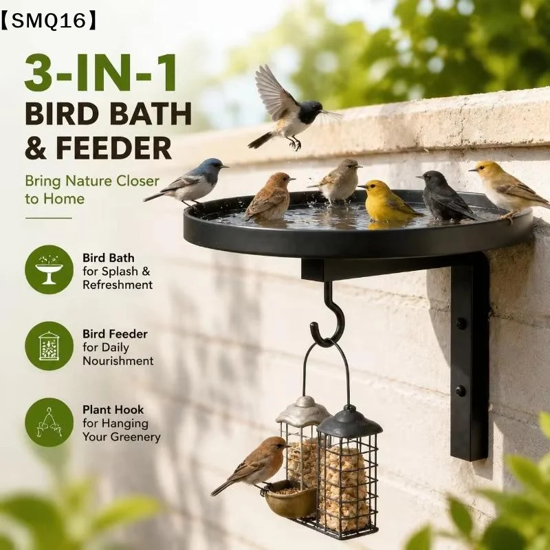 Hook Design Iron Wall Bathtub Bird Feeder Easy Install Weather Resistant Outdoor Courtyard Ornament【SMQ】
