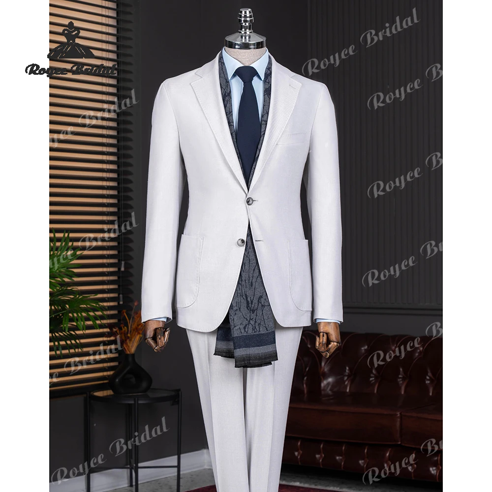 Ivory Two Piece Single Breasted Men's Wedding Suit 2026 Notch Lapel Business Evening Suit Customized trajes para hombre