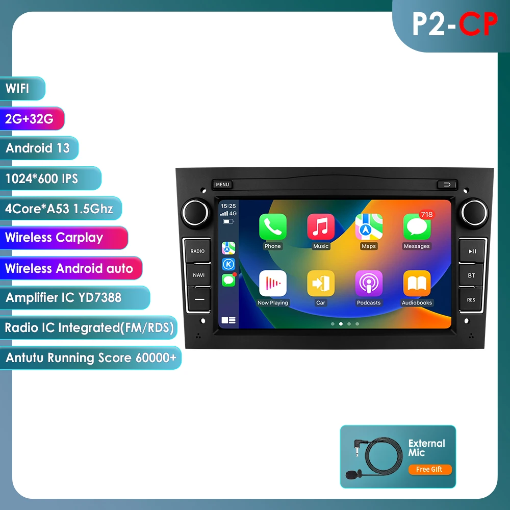 Android 14 Autoradio voor Opel Astra H J 2004 Vectra Vauxhall Antara Zafira Corsa C D Vivaro Meriva Carplay GPS Multimedia Speler