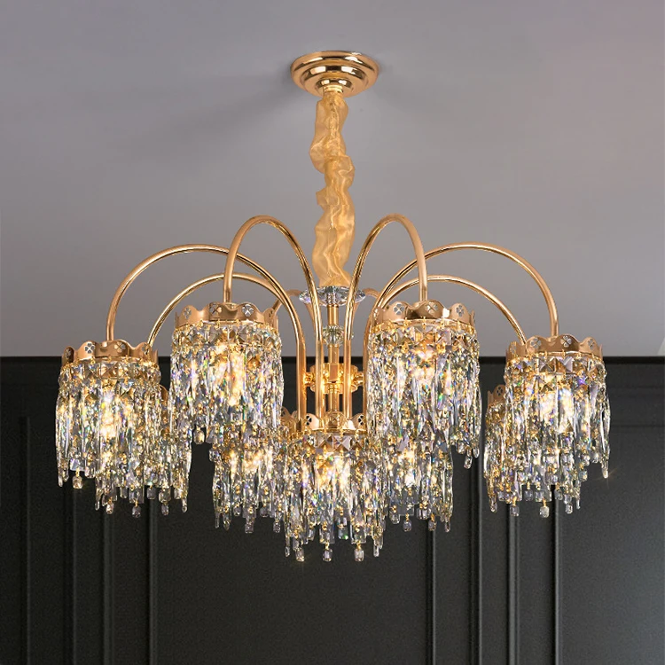 

Living Room Crystal Chandelier Eye protection LED Three Color Changing Light Bedroom Dining Room Study Decorative Chandelier