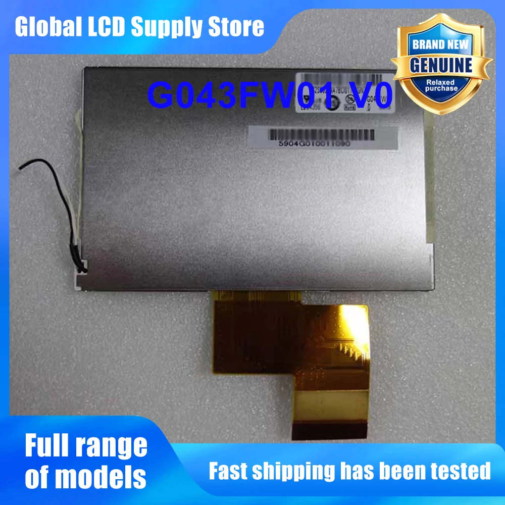 G043FW01 V0 New Original A-Grade 4.3 inch 480x272 LCD Display Screen for Industrial Equipment
