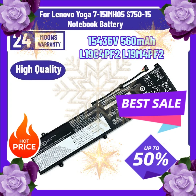 SWZY 15436V 560mAh L19C4PF2 L19M4PF2 Laptop Battery for Lenovo Yoga 7-15IMH05 S750-15 Notebook Battery