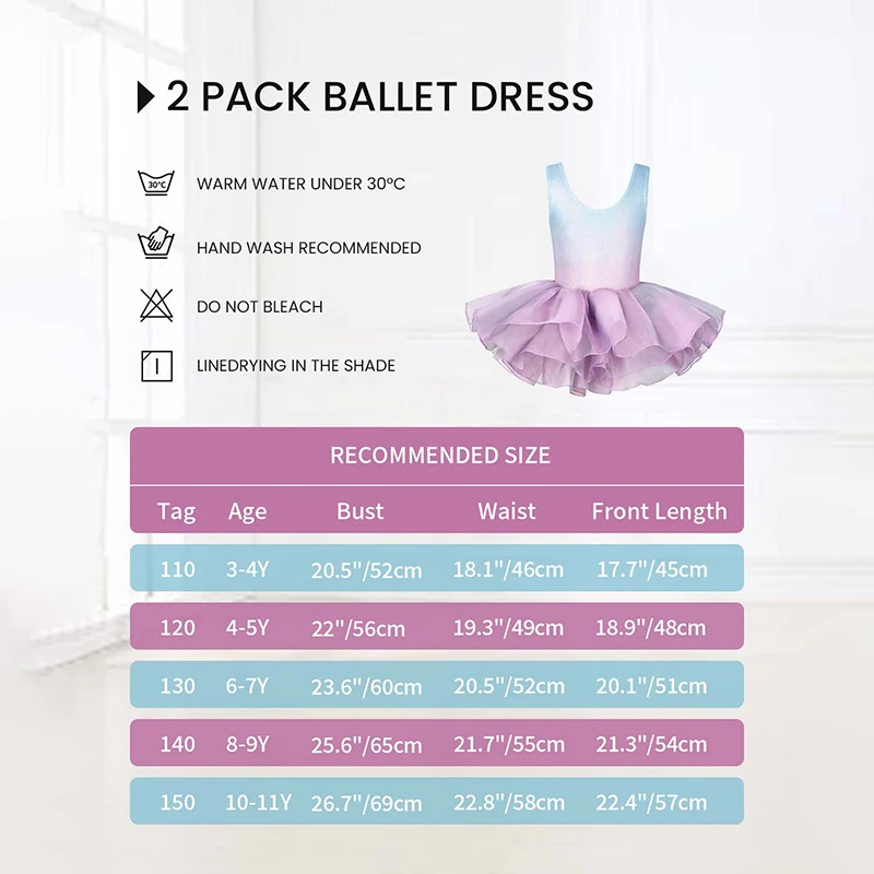 Ballet Dress for Girls Toddler Dance Dress Short Sleeve Dance Leotards with Tutu Skirt Perfect for Ballet Dance Class