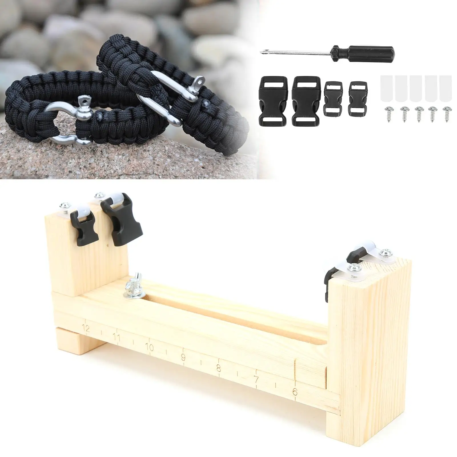 For outdoor Umbrella Rope Bracelet Tool Kit  U Shaped Woven Wooden Frame, Easy Installation, Multifunctional Knitting Tool