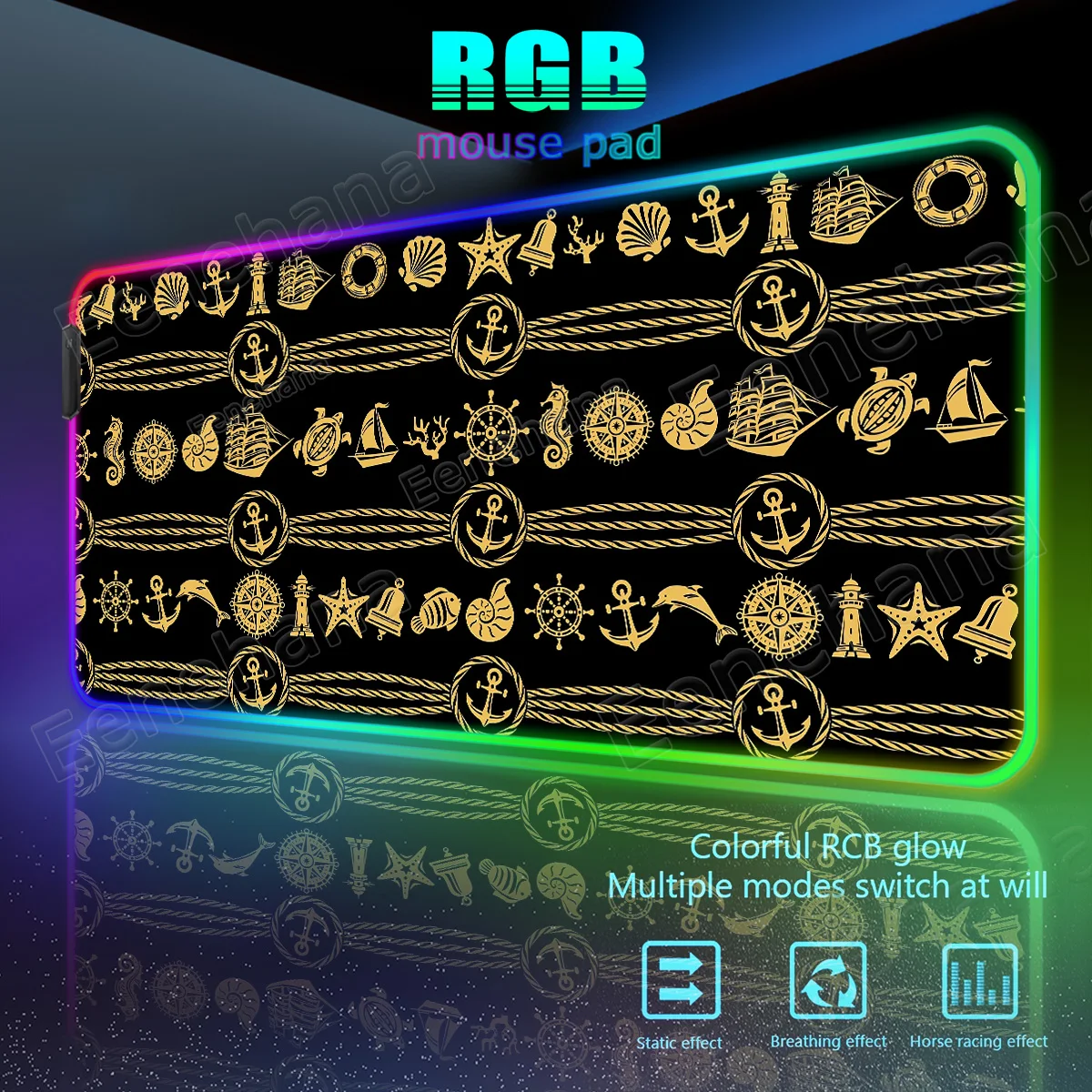 RGB Large The Navigator Mouse Pad Emit Light Ocean Sailboat LED XXL Extended Pads PC Gaming Accessories Gamer Laptop Desktop Mat