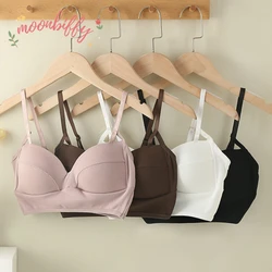 Cotton Bustiers Fashion Casual Corset Top Women's Intimates Bras Soft Push Up Underwear Wire Free Bra Preppy Top