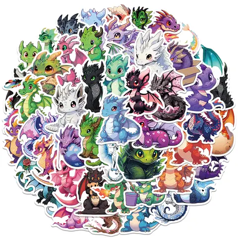 50 पीस प्यारे कार्टून मैजिक ड्रेगन स्टिकर सामान लैपटॉप गिटार स्केटबोर्ड DIY वाटरप्रूफ ग्रैफिटी विनाइल डीकल्स के लिए 8 best sales ड्रैगन स्टिकर - №3