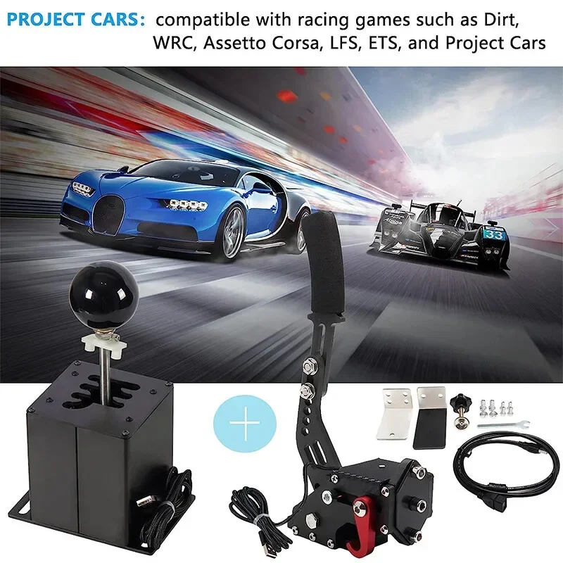 محول محاكي USB متين للكمبيوتر الشخصي 64 بت 6 + R فرملة اليد لـ Logitech G29 G27 G25 G920 Thrustmaster T300RS T300GT GT أسود