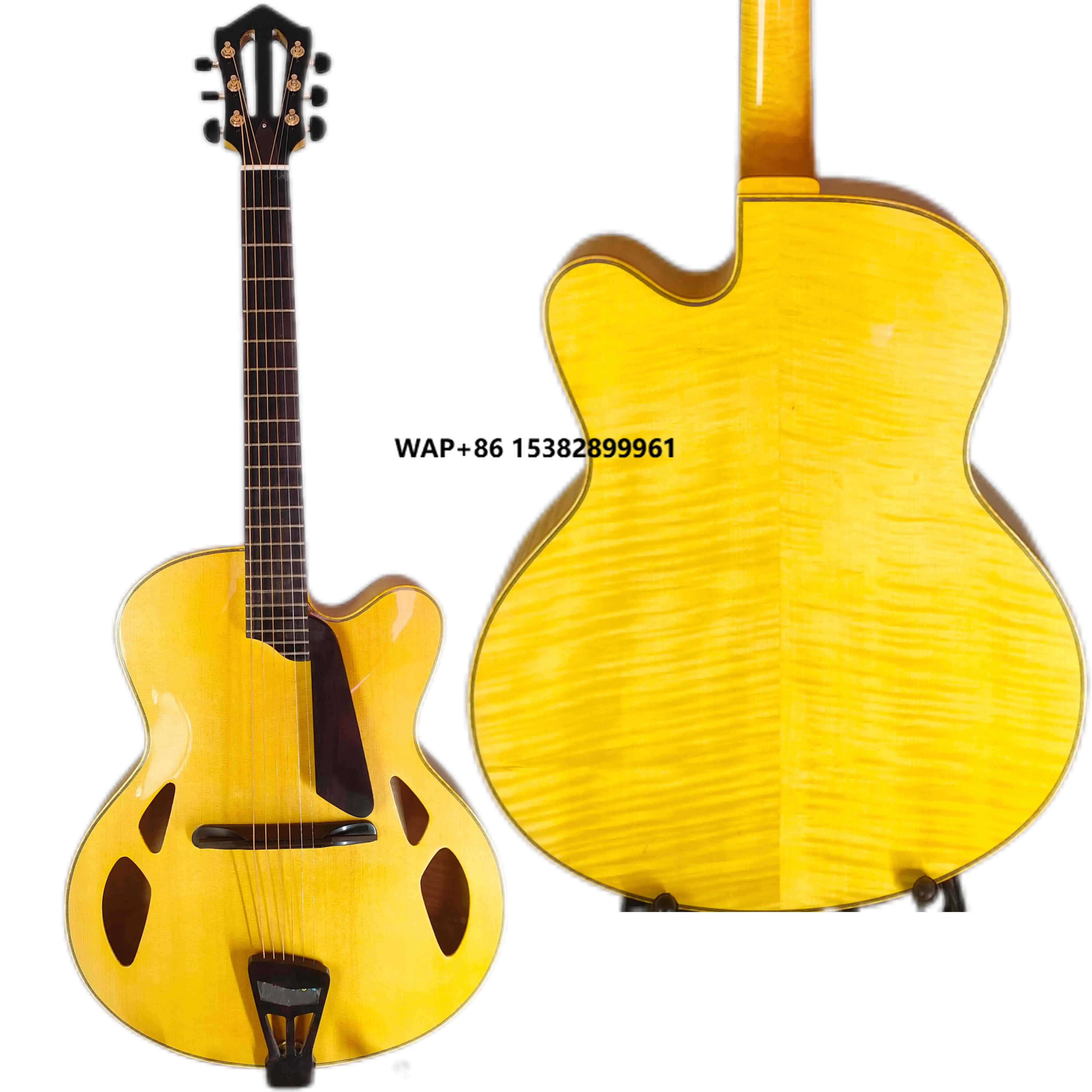 

Yunzhi Handmade Eastman Type Jazz Guitar Solid Maple Semi-Hollow Body with Customizable Features and Ebony Fingerboard