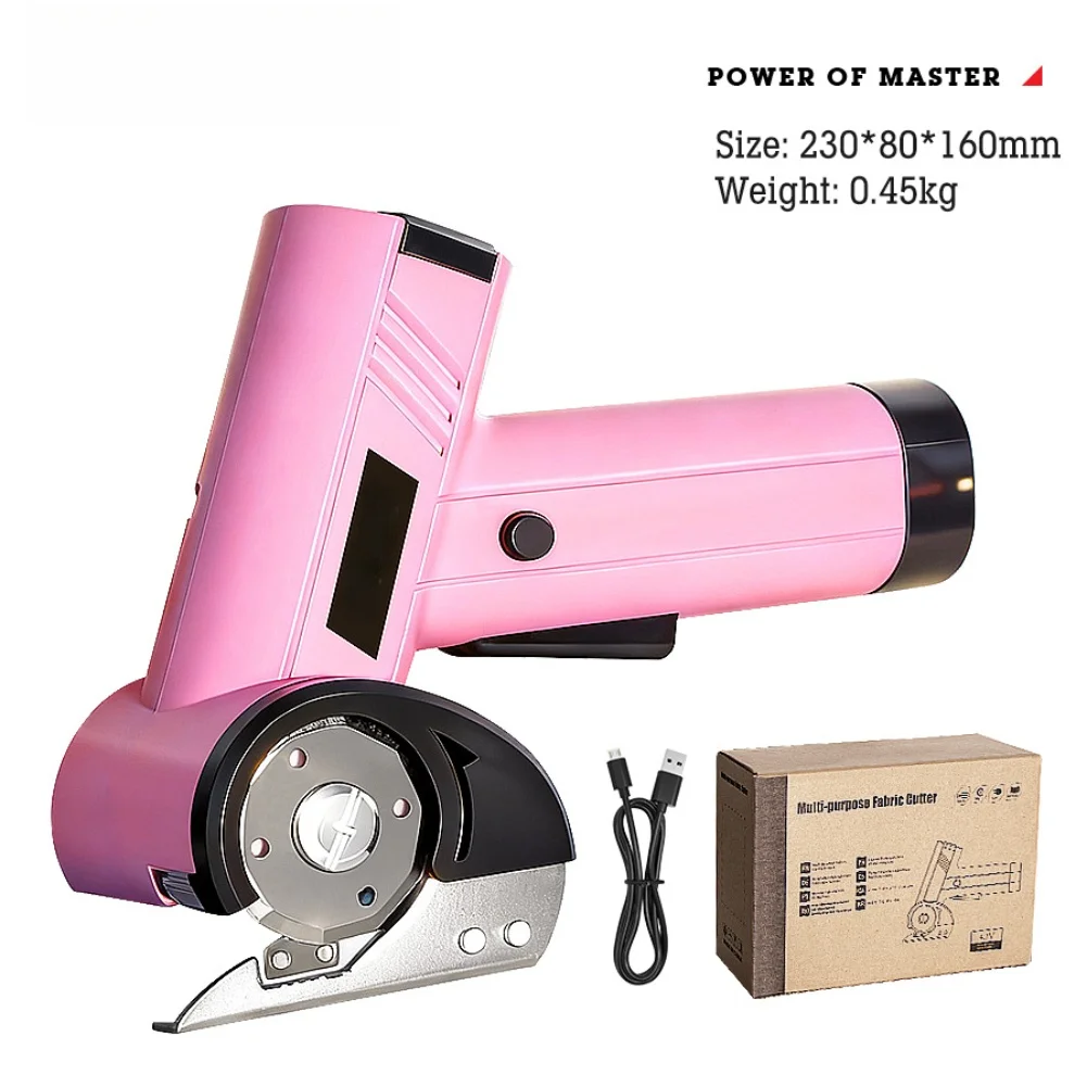 /Pink /Cordless /Electric Scissors 2000mAh USB Rechargeable With 3 Round For Blades For Fabric Leather Cardboard Cutting Tool