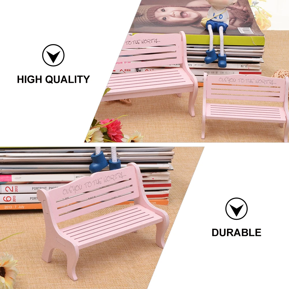 Accessoires de chaise rose, meubles miniatures, simulation de banc de bébé, accessoire de décoration pour enfant, 2 pièces