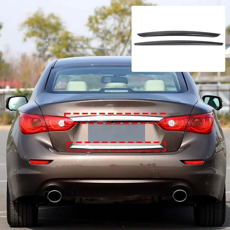 

2Pcs Real Carbon Fiber For Infiniti Q50 2015-2017 Car Trunk Tailgate Trim Sticker Car Exterior Protection Accessories