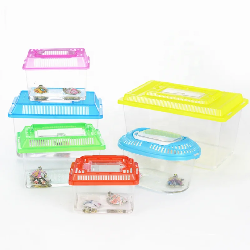 

Wholesale large medium and small plastic small goldfish tank portable pet box crawling pet hamster transportation and breeding