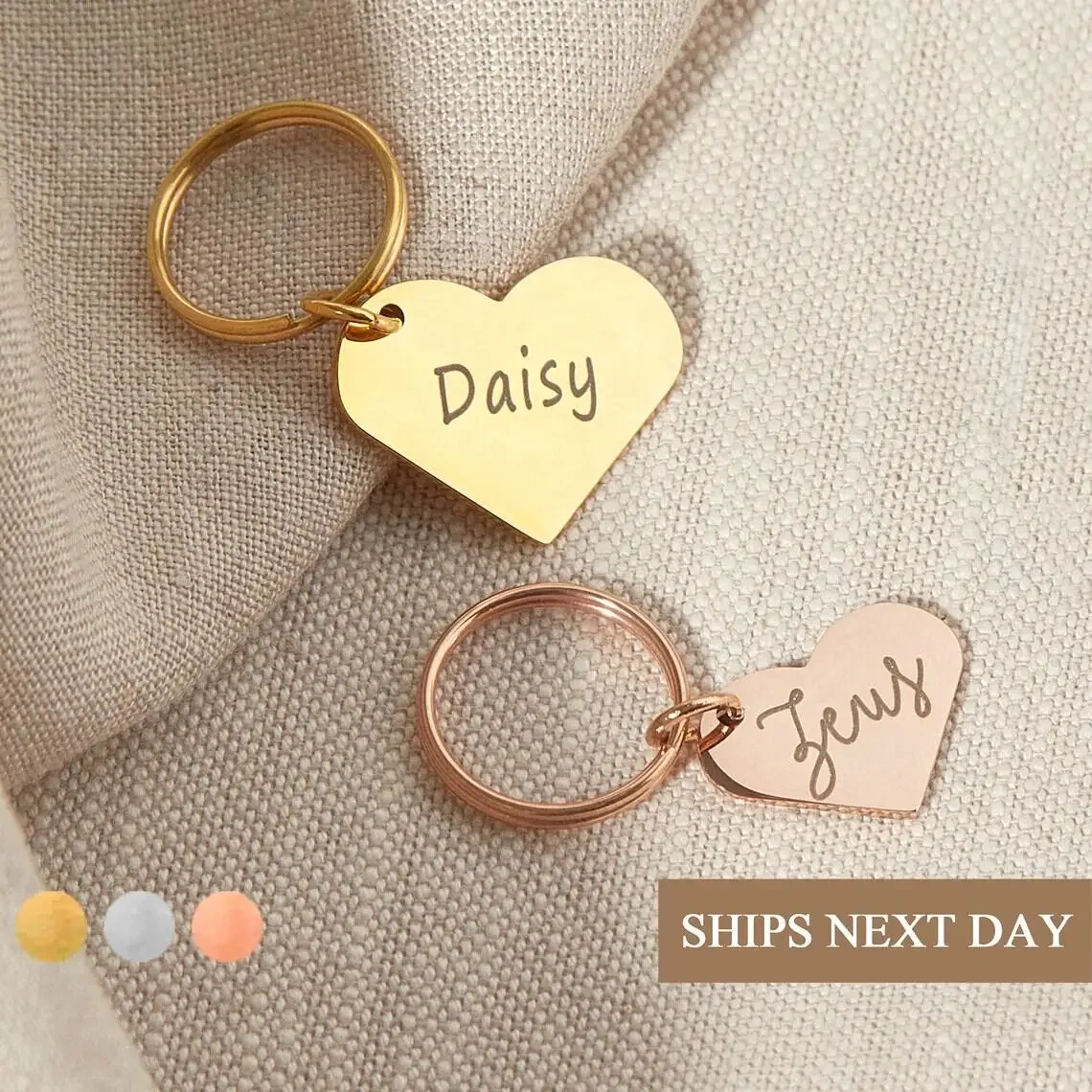 Custom Engraved Name Date Heart Keyring Stainless Steel Personalized Dogs ID Tags Pet Collar Coin Charm Dog Name Anti Lost Pet