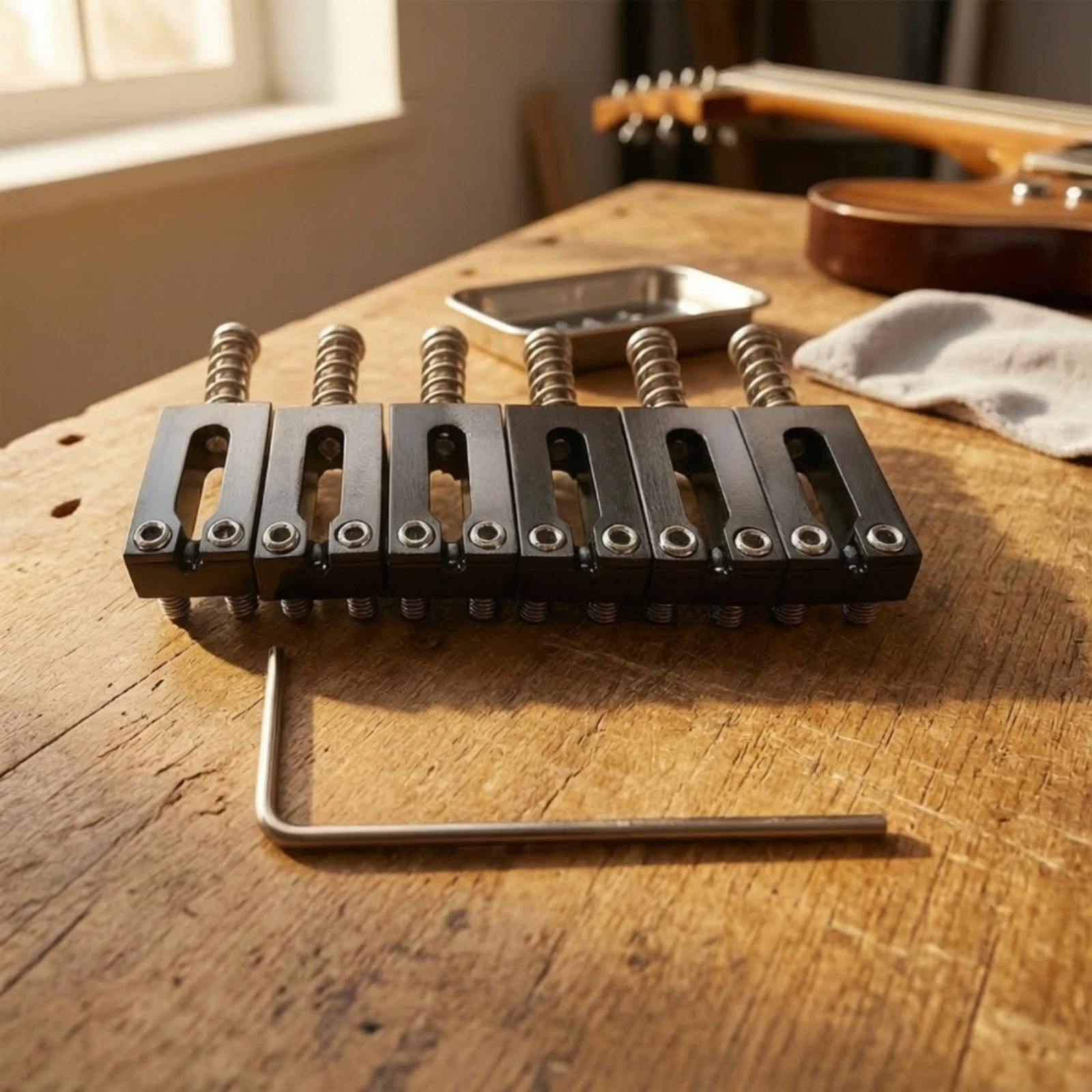 6 Pieces Electric Guitar Bridge Saddle Slotted Bridge Saddle Set with Spring Screws Guitar Saddles Replacement Hardware