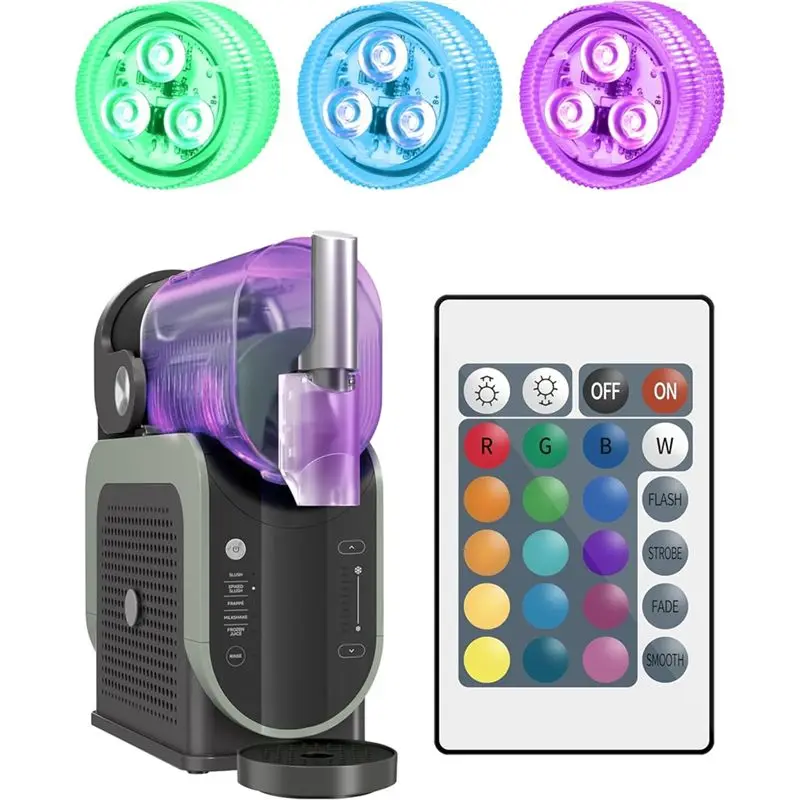 Luces LED tipo cápsula AT14 para Ninja Slushi FS301/FS300, 16 colores y 4 modos, sin instalación, luz RGB impermeable, paquete d