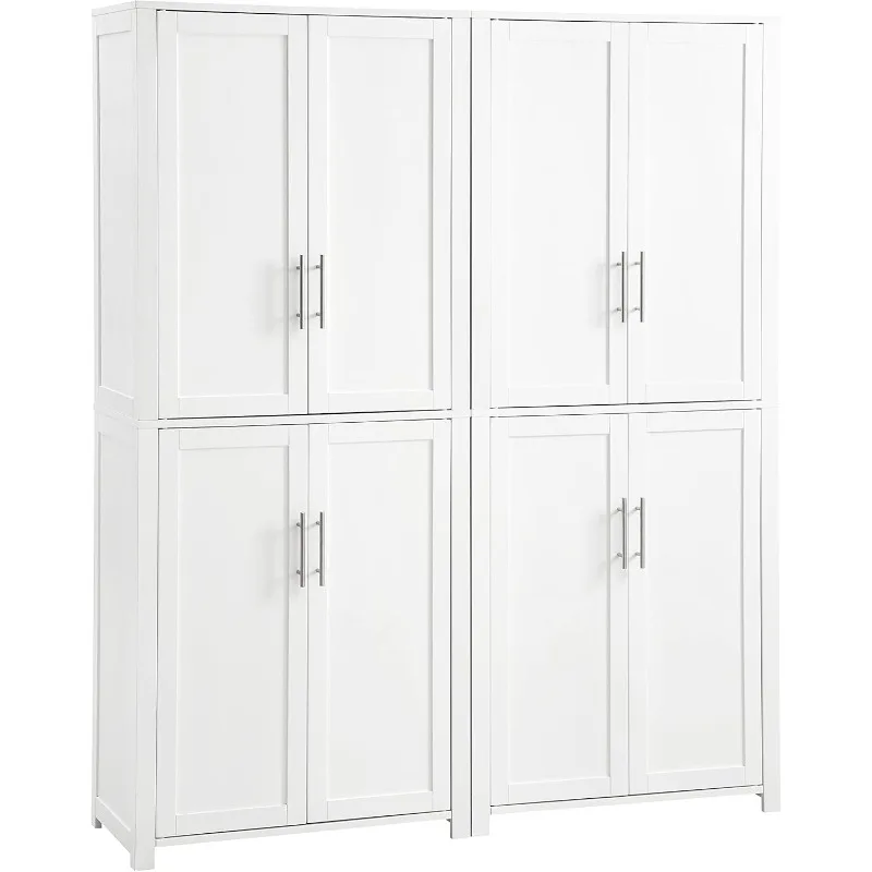 2-Piece Pantry Storage Cabinet Set with Shelves Kitchen Dining or Laundry Room Includes Two Adjustable and Removable Shelves